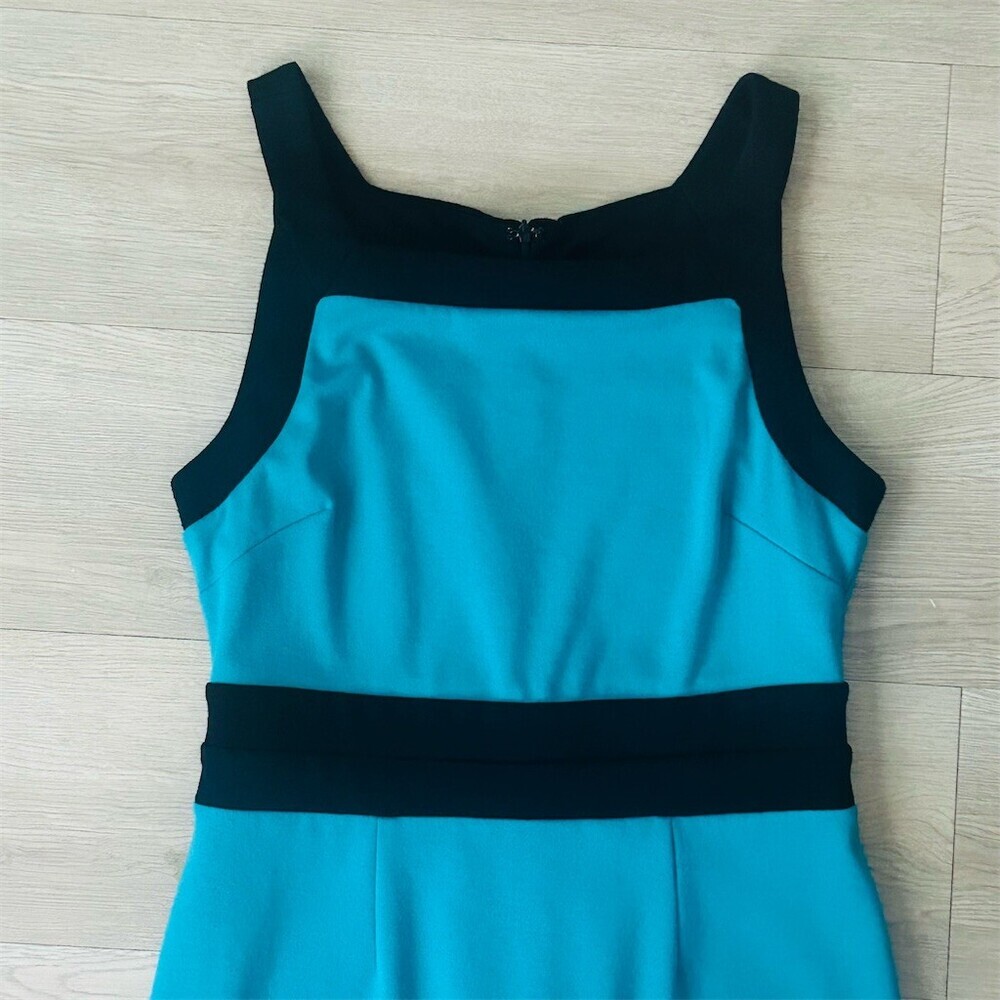 Nicole by Nicole Miller Dress Womens Size M Teal Black Colorblock Sheath - Picture 4 of 7